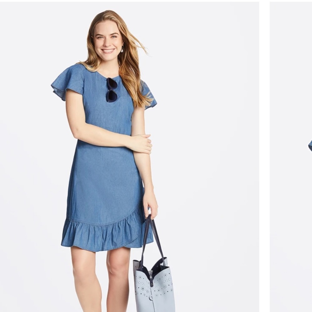 Draper James Chambray Faux Wrap Dress